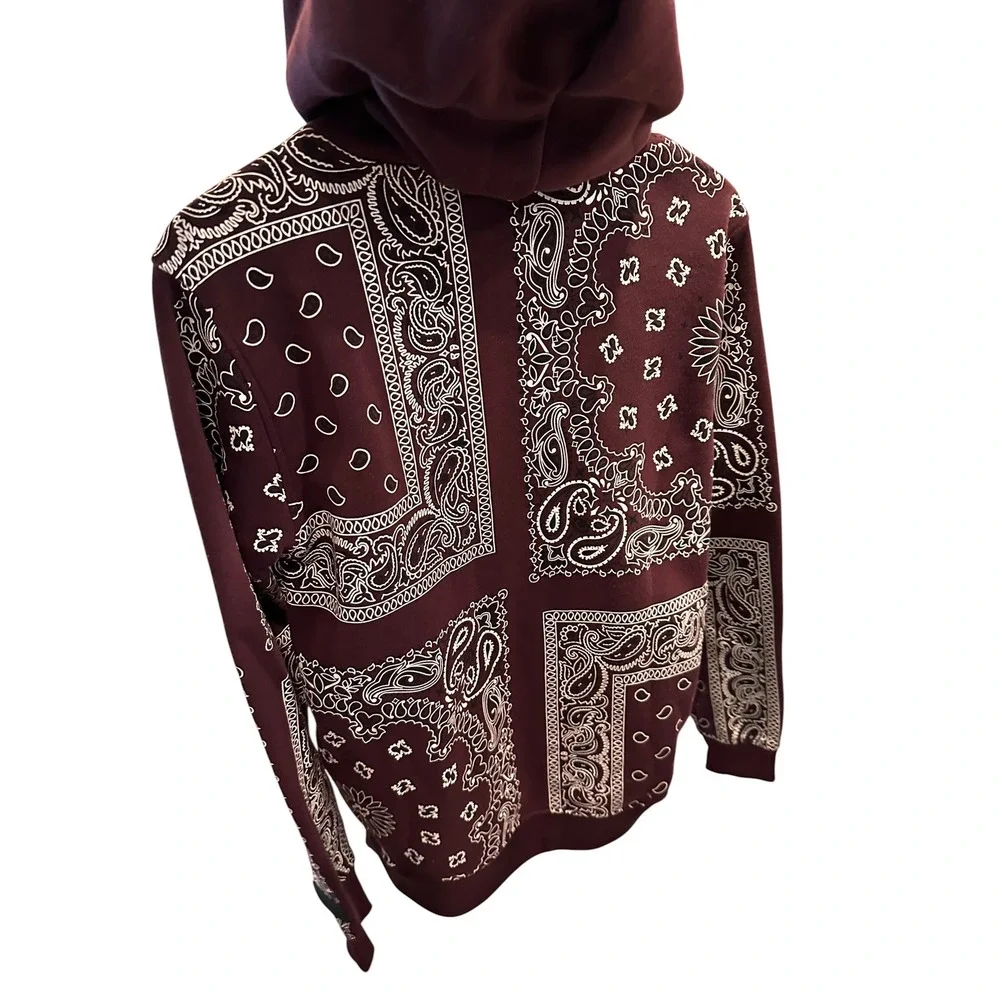Dogg Supply by Snoop Dogg Mens Bandana Paisley Hoodie Maroon Burgundy Small